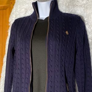 Ralph Lauren cable knit with gold zipper